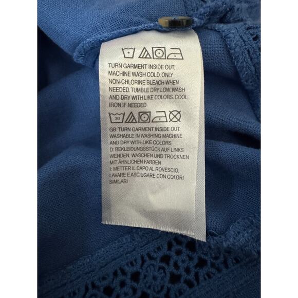 Isaac Mizrahi Live! Bridgehampton Linen Tunic w/ Lace Trim Blue XS NWOT - Picture 12 of 14